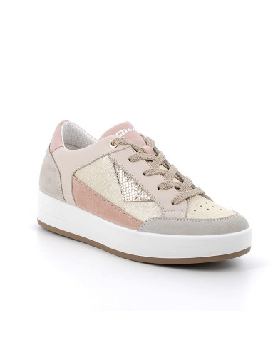 SNEAKERS IGI&CO DONNA PELLE/TESSUTO LAMINATO PLATINO BEIGE