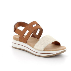 SANDALO CON ZEPPA IGI&CO DONNA PELLE NAPPA PLATINO/CUOIO 5677833