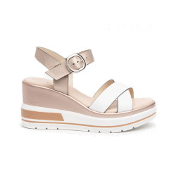 SANDALO CON ZEPPA NEROGIARDINI DONNA BIANCO E218737D/707