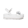 SANDALI CON ZEPPA NEROGIARDINI DONNA LOIRA BIANCO PU.OSSANA E307832D/707