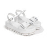 SANDALI CON ZEPPA NEROGIARDINI DONNA LOIRA BIANCO PU.OSSANA E307832D/707