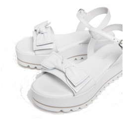 SANDALI CON ZEPPA NEROGIARDINI DONNA LOIRA BIANCO PU.OSSANA E307832D/707