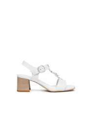 SANDALO CON TACCO NEROGIARDINI DONNA LOIRA BIANCO TPU LOZZA FEN NATURALE TACCO 5,5CM E615870D/707