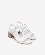 SANDALO CON TACCO NEROGIARDINI DONNA LOIRA BIANCO TPU LOZZA FEN NATURALE TACCO 5,5CM E615870D/707