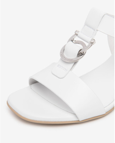 SANDALO CON TACCO NEROGIARDINI DONNA LOIRA BIANCO TPU LOZZA FEN NATURALE TACCO 5,5CM E615870D/707