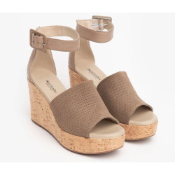 SANDALI CON ZEPPA NEROGIARDINI VELOUR CASTORO TAMIGI TORTORA PU.MUSA E218770D/405