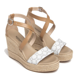 SANDALI NEROGIARDINI DONNA T.GIOVE BIANCO NAPPA PANDORA CORDA  PU.LINDE E307642D/707