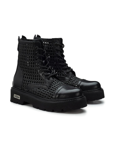 STIVALETTO CULT DONNA SLASH 4218 MID W LEATHER BLACK WEAVING CLW421800