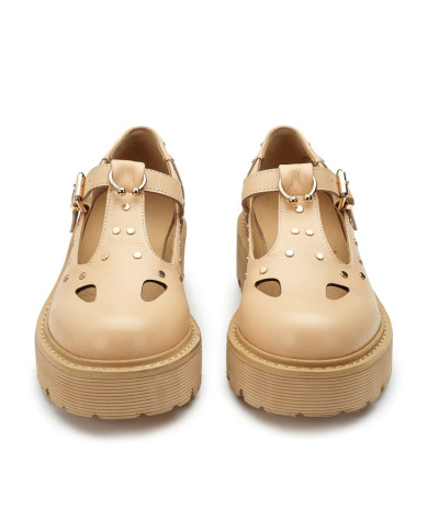 MOCASSINO CULT DONNASLASH 4217 LOW W LEATHER CARAMEL W/ PIECING/ L. GOLD STUDS CLW421700