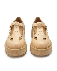 MOCASSINO CULT DONNASLASH 4217 LOW W LEATHER CARAMEL W/ PIECING/ L. GOLD STUDS CLW421700