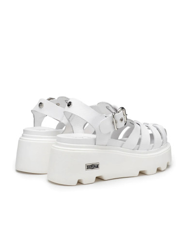 SANDALO CULT DONNA CON ZEPPA  NEW ROCK 3657 W LEATHER WHITE CLW365701