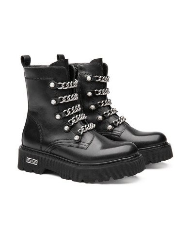 ANFIBIO CULT DONNA SLASH 4583 MID W LEATHER BLACK/SILVER CHAIN CLW458300