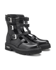 STIVALETTI ANFIBIO CULT DONNA SLASH 4437 MID W LEATHER BLACK CLW443700