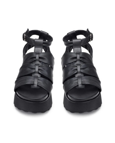 SANDALO CON ZEPPA CULT DONNA JANIS 4479 SANDAL W LEATHER BLACK CLW447900