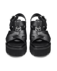 SANDALO CON ZEPPA CULT DONNA CHER 4535 SANDAL W LEATHER BLACK CLW453500