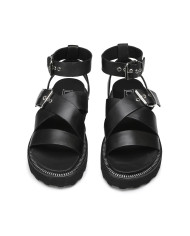 SANDALI CON ZEPPA DONNA ZIGGY 3442 SANDAL W LEATHER BLACK CLW344200