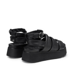 SANDALO CON ZEPPA CULT DONNA JANIS 4479 SANDAL W LEATHER BLACK CLW447900