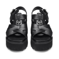 SANDALO CON ZEPPA CULT DONNA CHER 4535 SANDAL W LEATHER BLACK CLW453500