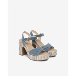 SANDALO CON TACCO NEROGIARDINI DONNA VELOUR AVIO PU.CASSOLA E616070D/203