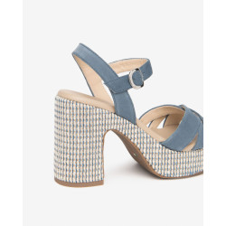 SANDALO CON TACCO NEROGIARDINI DONNA VELOUR AVIO PU.CASSOLA E616070D/203