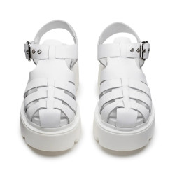 SANDALO CULT DONNA CON ZEPPA  NEW ROCK 3657 W LEATHER WHITE CLW365701