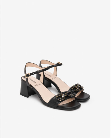 SANDALO CON TACCO NEROGIARDINI DONNA NAPPA PANDORA NERO TPU FEN NERO TACCO 5CM E615722D/100