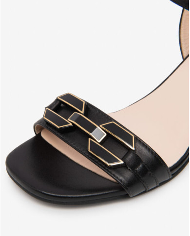 SANDALO CON TACCO NEROGIARDINI DONNA NAPPA PANDORA NERO TPU FEN NERO TACCO 5CM E615722D/100