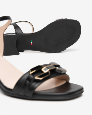 SANDALO CON TACCO NEROGIARDINI DONNA NAPPA PANDORA NERO TPU FEN NERO TACCO 5CM E615722D/100