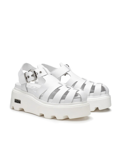 SANDALO CULT DONNA CON ZEPPA  NEW ROCK 3657 W LEATHER WHITE CLW365701