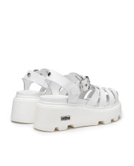SANDALO CULT DONNA CON ZEPPA  NEW ROCK 3657 W LEATHER WHITE CLW365701