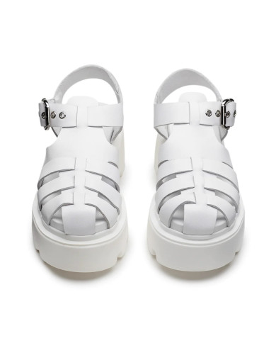 SANDALO CULT DONNA CON ZEPPA  NEW ROCK 3657 W LEATHER WHITE CLW365701