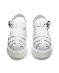 SANDALO CULT DONNA CON ZEPPA  NEW ROCK 3657 W LEATHER WHITE CLW365701