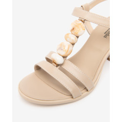 SANDALO CON TACCO NEROGIARDINI DONNA TAMIGI LINO TR AULLA NATURALE TACCO 7CM E615860D/453