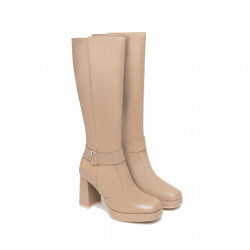 STIVALE CON TACCO NEROGIARDINI DONNA IN PELLE COLORE TORTORA TACCO 9CM I308930D/406