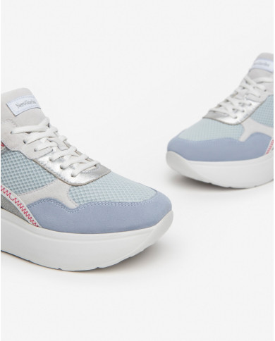 SNEAKERS NEROGIARDINI DONNA VELOUR FIORDALISO  CELESTE 182 ETOILE ARGENTO VELOUR E409820D/623