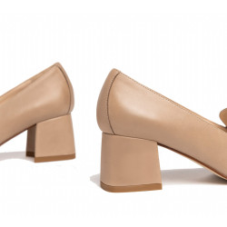 MOCASSINO NEROGIARDINI DONNA BEIGE CON TACCO I205651DE/412