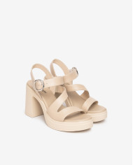 SANDALO CON TACCO NEROGIARDINI DONNA TAMIGI LINO PU.TOLOSA BIANCO+INS TACCO 9,5CM E616080D/453