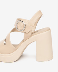 SANDALO CON TACCO NEROGIARDINI DONNA TAMIGI LINO PU.TOLOSA BIANCO+INS TACCO 9,5CM E616080D/453