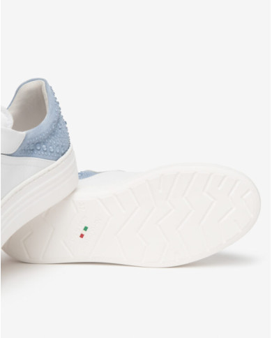 SNEAKERS NEROGIARDINI DONNA CILE BIANCO VELOUR FIORDALISO ETOILE ARGENTO PU.MONOD.CAPRAI E615300D/707