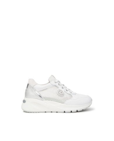 SNEAKERS NEROGIARDINI DONNA SKIPPER BIANCO T.NORA BIANCO 17 T.BRILL ARGENTO ETOILE ARGENTO E615180D/707