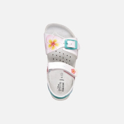 SANDALI GEOX BAMBINA JUNIOR J ADRIEL GIRL G - SINT.PERL. WHITE/WATERSEA J558MG 000NF C0817 