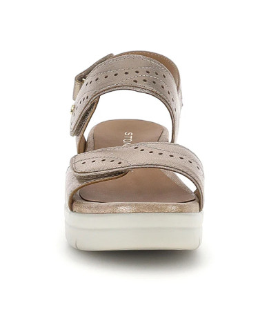 SANDALO CON ZEPPA STONEFLY DONNA AQUA III 31 LAMINATED LASER ORO SIMPLY TAUPE 223652 I89