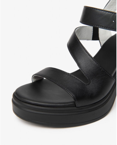 SANDALI CON TACCO NEROGIARDINI DONNA IN PELLE TAMIGI NERO PU.TOLOSA NERO+INSERTO E616080D/100