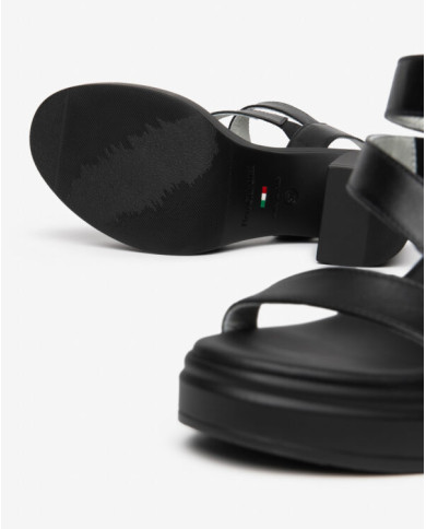 SANDALI CON TACCO NEROGIARDINI DONNA IN PELLE TAMIGI NERO PU.TOLOSA NERO+INSERTO E616080D/100