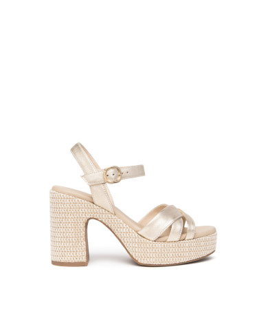 SANDALO CON TACCO NEROGIARDINI DONNA ETOILE SAND MIELE PU.CASSOLA E616071D/418
