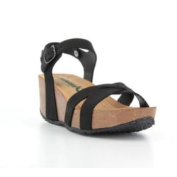 BIONATURA SANDALO DONNA CON ZEPPA 24 FREGENE IMB. NABUK NERO 24FREGE-I-NABNE