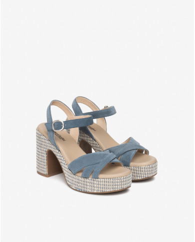 SANDALO CON TACCO NEROGIARDINI DONNA VELOUR AVIO PU.CASSOLA E616070D/203