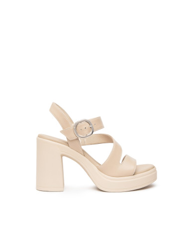 SANDALO CON TACCO NEROGIARDINI DONNA TAMIGI LINO PU.TOLOSA BIANCO+INS TACCO 9,5CM E616080D/453