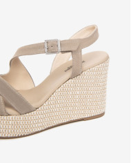 SANDALO CON ZEPPA NEROGIARDINI DONNA VELOUR CRETA PU.MALFA E616020D/451