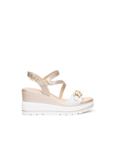 SANDALO CON ZEPPA NEROGIARDINI DONNA LOIRA BIANCO ETOILE SAND SATURN POLI.USSITA E615962D/707